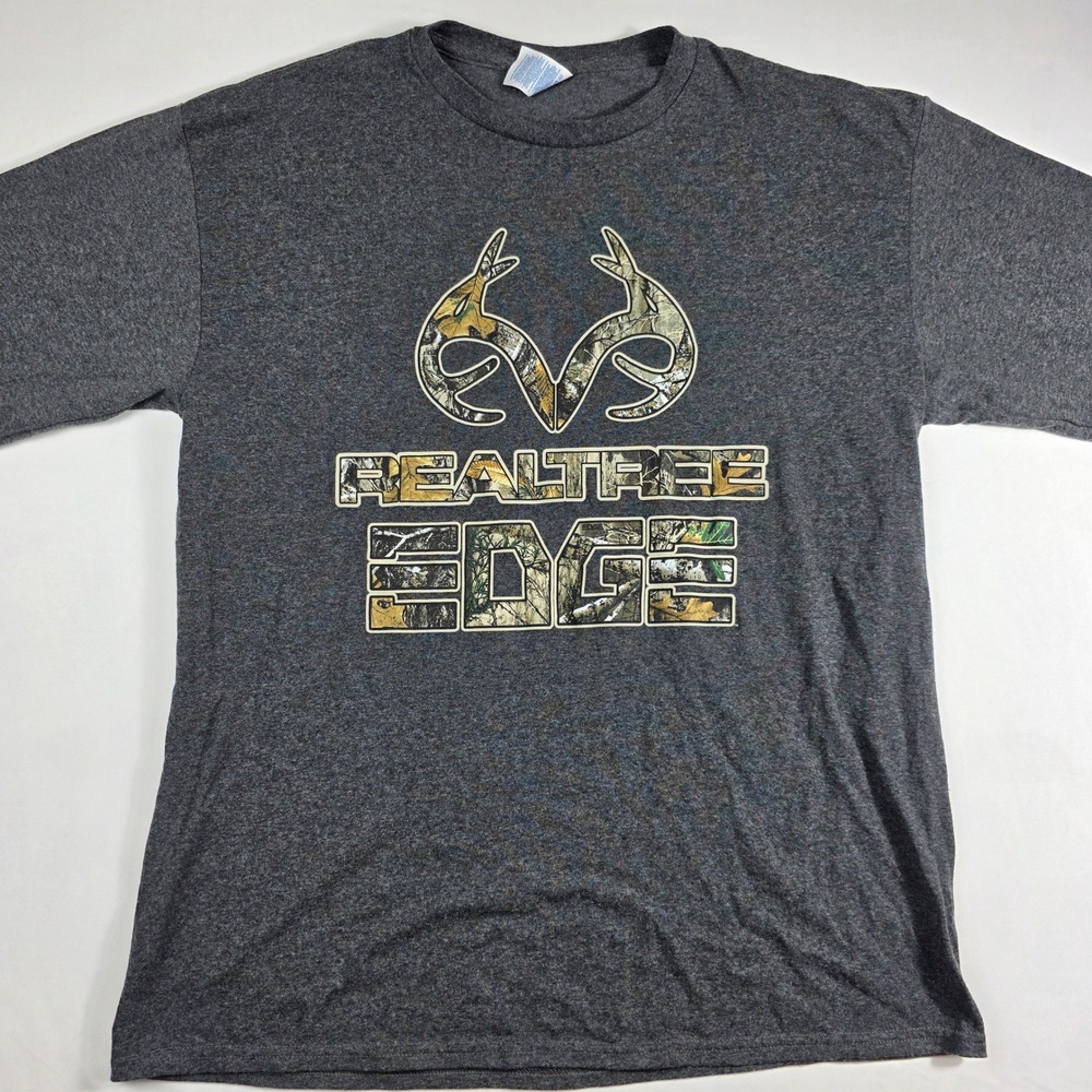 Mens Realtree Edge Camo Logo Graphic Long Sleeve T-Shirt Gray Size L